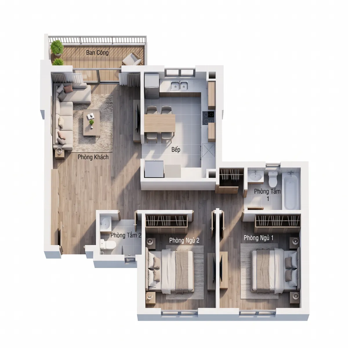 Mặt bằng thành phối cảnh 3D cắt nóc — Phối cảnh 3D cắt nóc