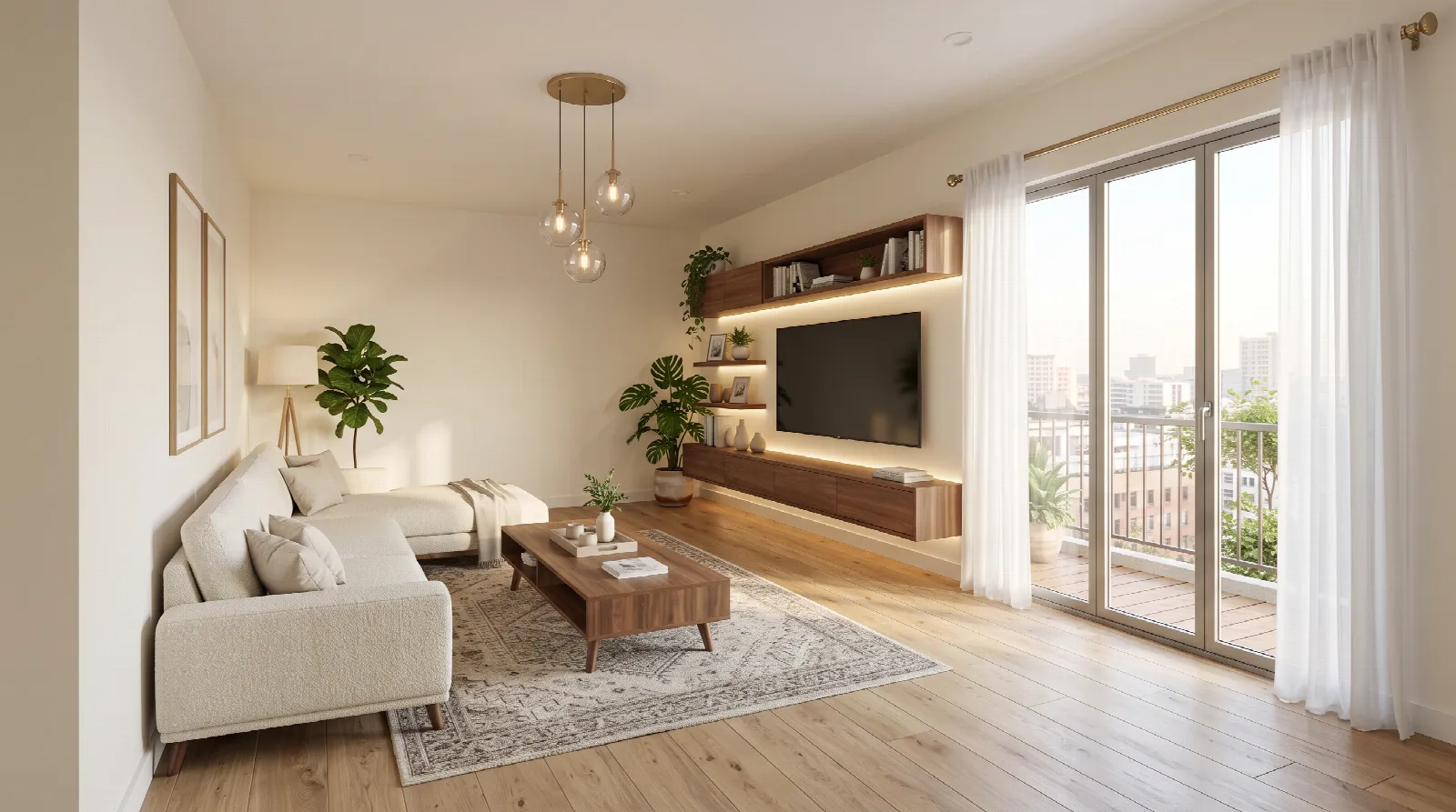 Từ phác thảo tay ra phòng khách Japandi — Render nội thất