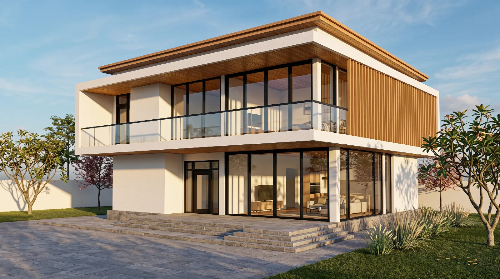 Ảnh render biệt thự hiện đại do AI Render tạo